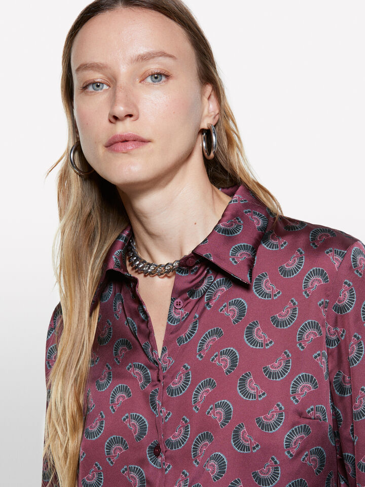 Blush shirt in printed satin - women's shirts - Blush | Sisley image number 4